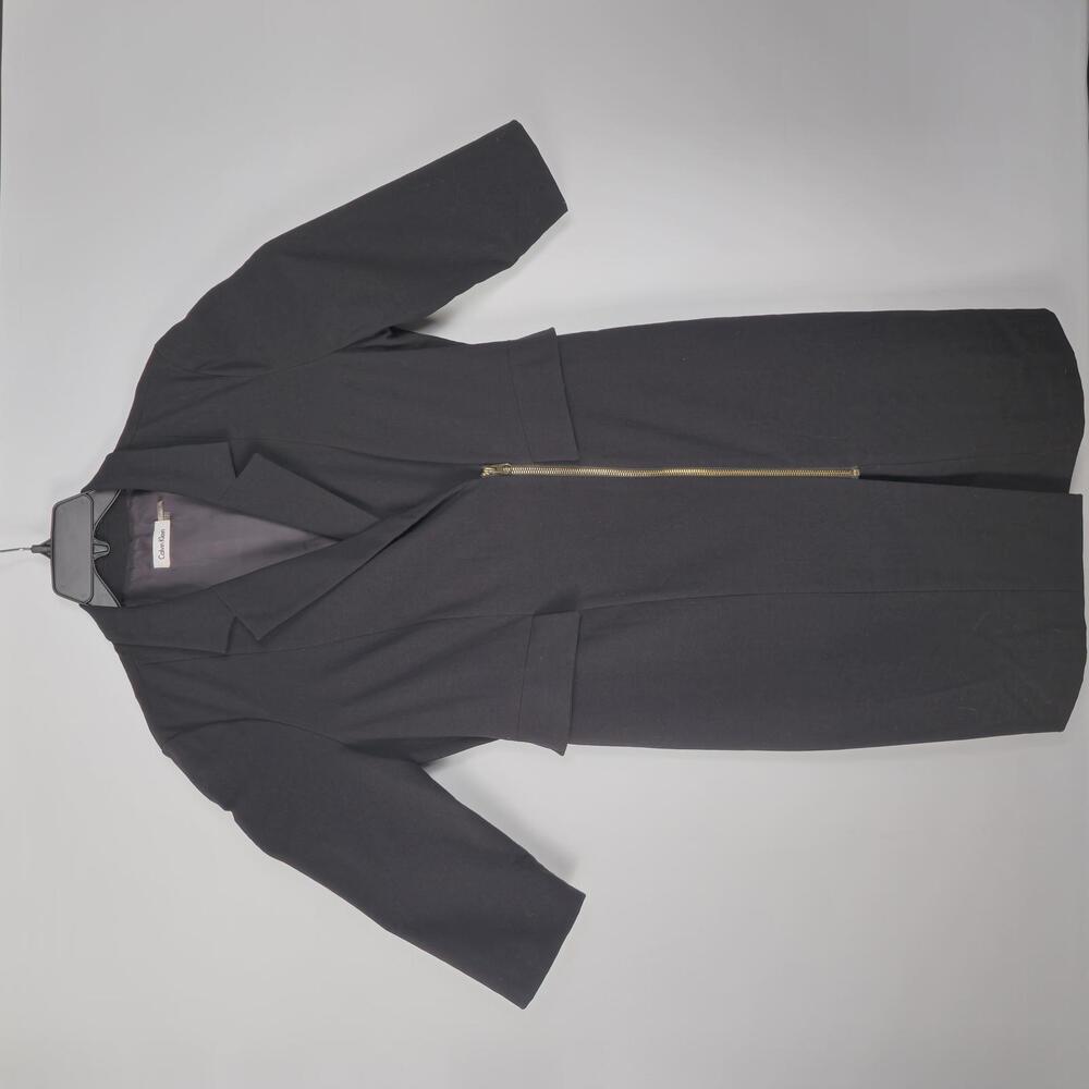 Calvin Klein Women's Black Zip Dress Coat - Size 12